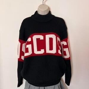 Merino Wool GCDS Streetwear Mock Neck Chunky-Knit Sweater Unisex Small